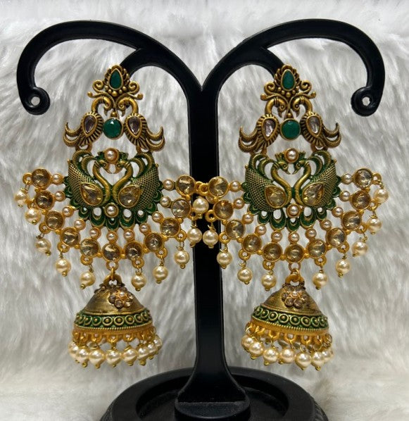 Infinity Jewels Gold Plated Meenakari Jhumki Earrings