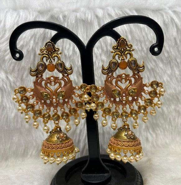 Infinity Jewels Gold Plated Meenakari Jhumki Earrings