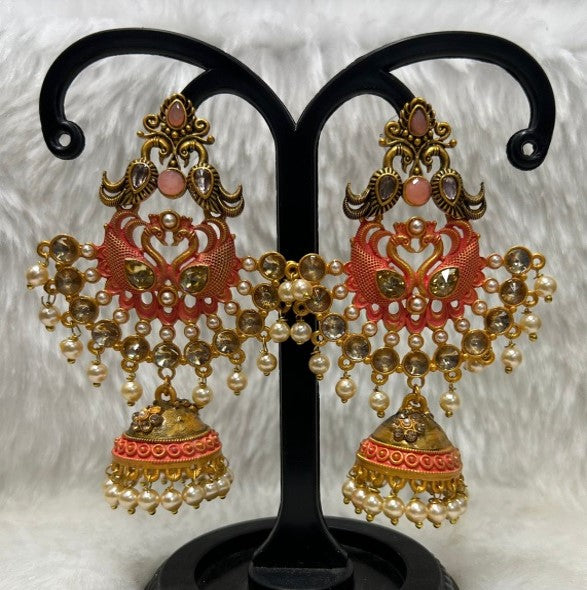 Infinity Jewels Gold Plated Meenakari Jhumki Earrings