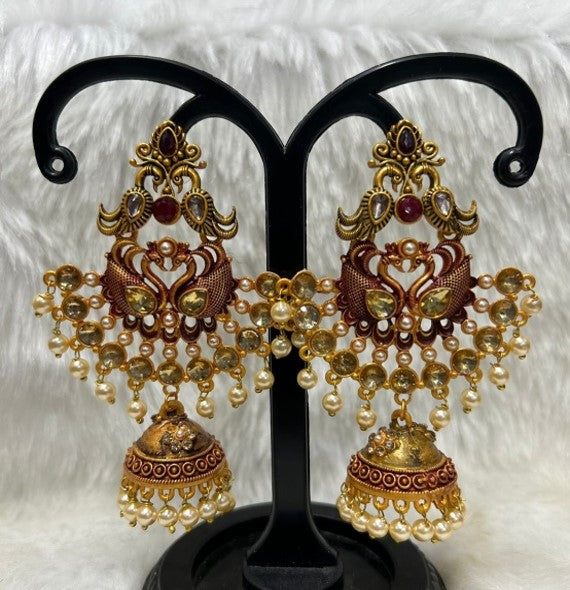 Infinity Jewels Gold Plated Meenakari Jhumki Earrings