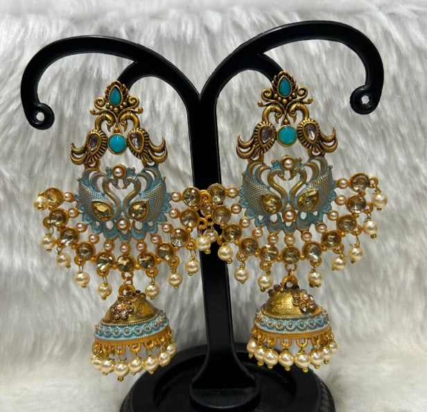 Infinity Jewels Gold Plated Meenakari Jhumki Earrings