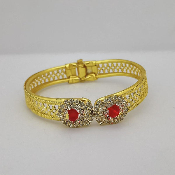 Kriaa Gold Plated Red & White Austrian Stone Kada  - 1400258