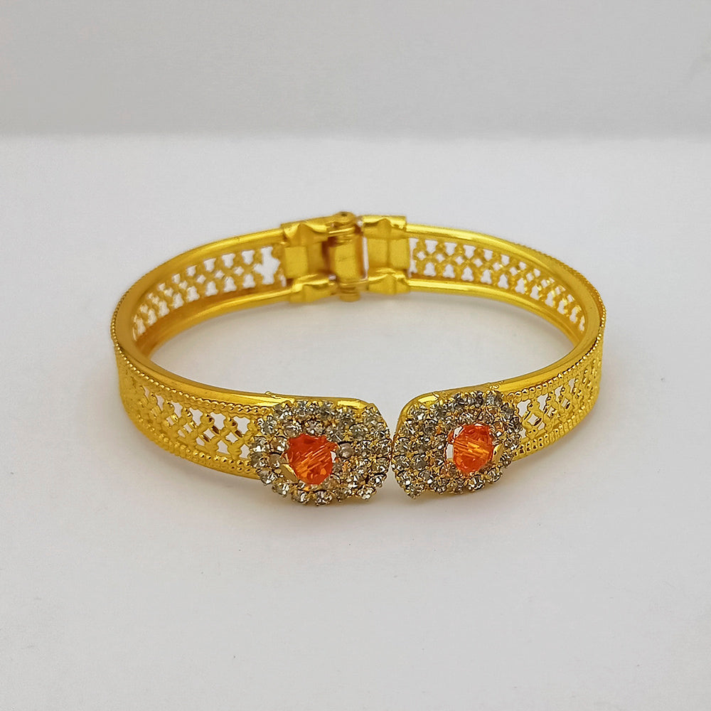 Kriaa Gold Plated Red & White Austrian Stone Kada  - 1400258