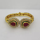 Kriaa Gold Plated Green Meenakari And Austrian Stone Kada  - 1400262