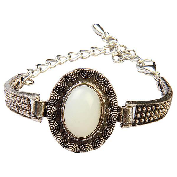 Urthn White Bead Antique Gold Bracelet - 1400324