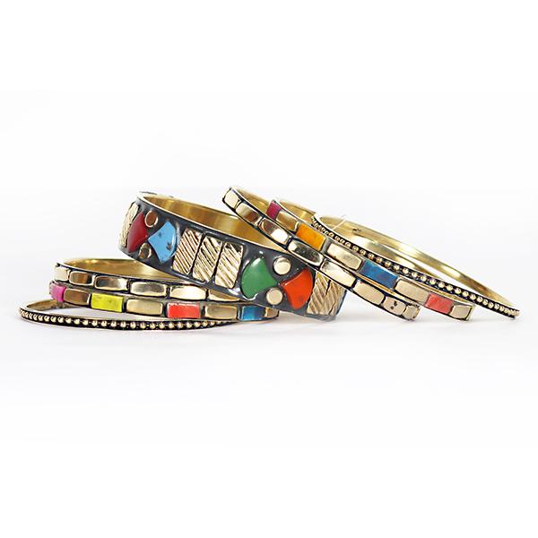 Urthn Multicolour Beads Bangle Set - 1400401_2.6