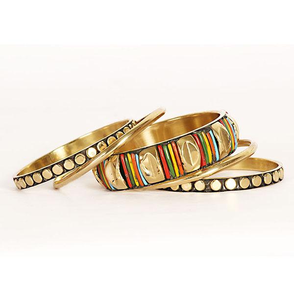 Urthn Multicolour Gold Plated Bangle Set - 1400404_2.6