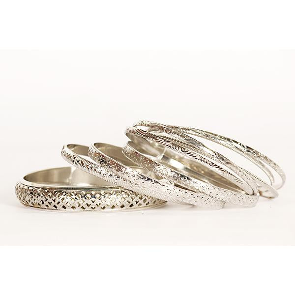 Urthn Rhodium Plated Bangle Set - 1400413_2.6