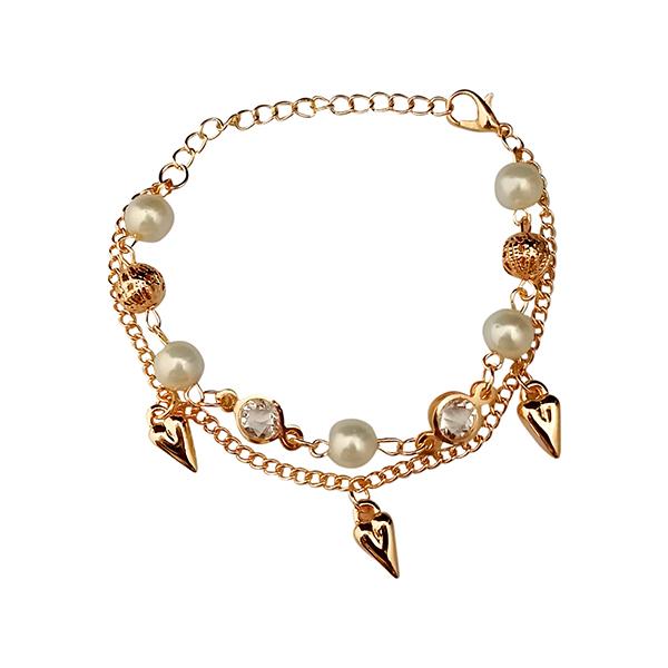 Urthn Gold Plated Austrian Stone Pearl  Adjustable Bracelet - 1400538