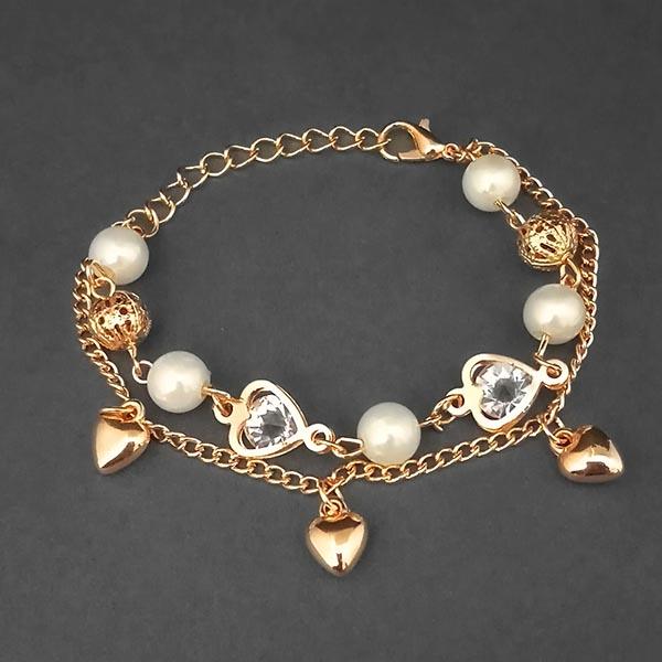 Urthn Gold Plated Austrian Stone Pearl  Adjustable Bracelet - 1400539