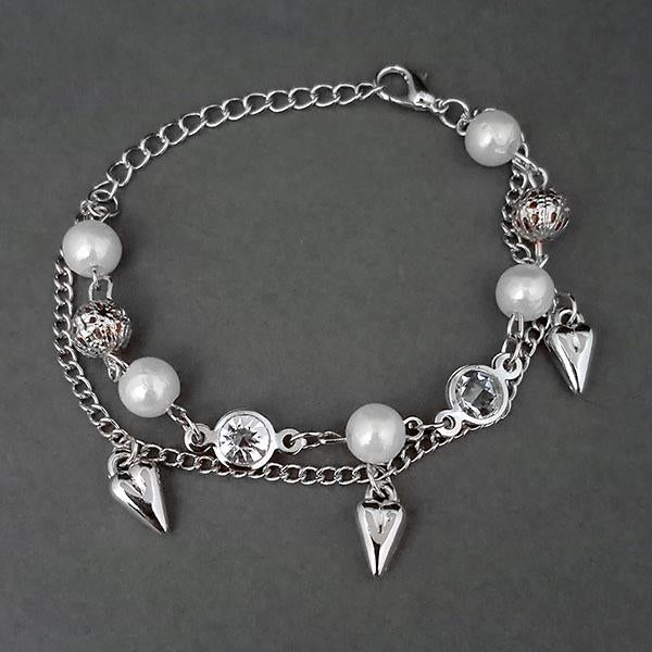 Urthn Silver Plated Austrian Stone Pearl  Adjustable Bracelet - 1400542