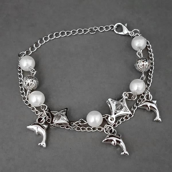 Urthn Silver Plated Austrian Stone Pearl Adjustable Bracelet - 1400544