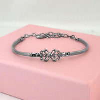 Urthn Silver Plated Floral Adjustable Bracele  - 1400551