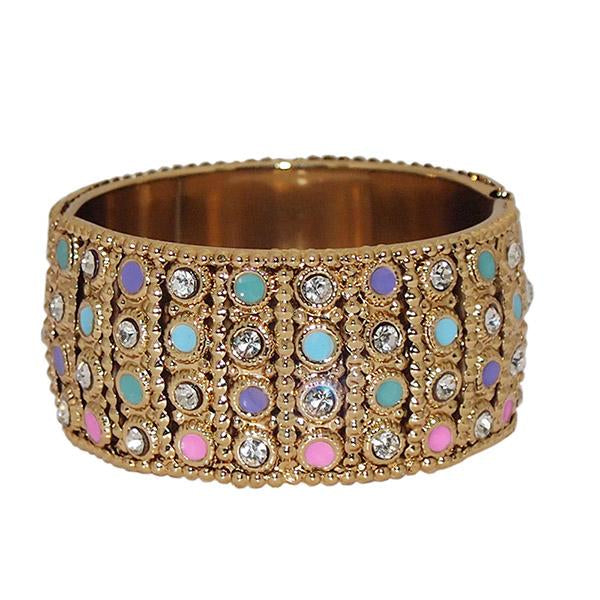 Kriaa Gold Plated Multicolor Stone Kada - 1400903