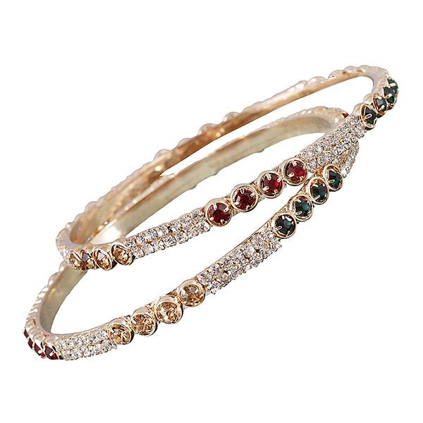 Kriaa Gold Plated Austrian Stone Bangle Set - 1401110_2.10