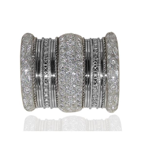 Vivant Charms Silver Plated Traditional Bangle Set - 1401316_2.4