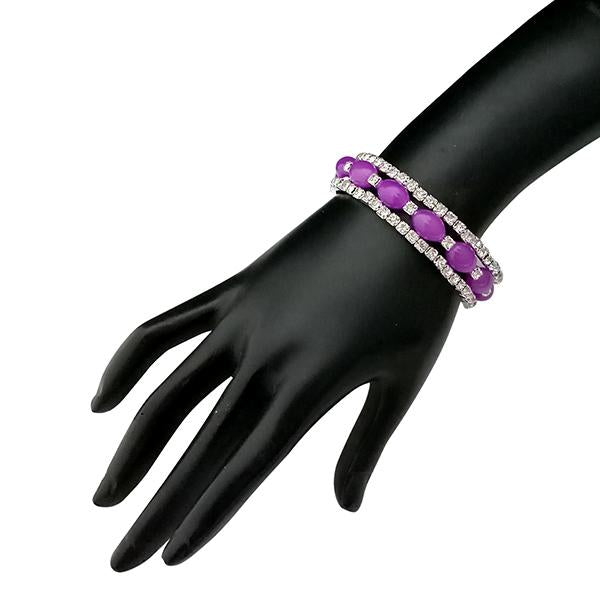 Urthn Purple Beads Austrian Stone Bracelet - 1401427F
