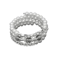 Urthn Silver Plated White Austrian Stone Pearl Bracelets - 1401430A