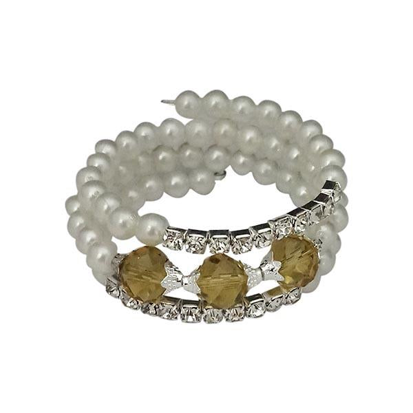 Urthn Silver Plated Brown Crystal Pearl Bracelets - 1401430B