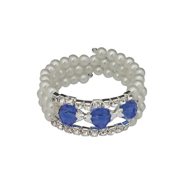 Urthn Silver Plated Blue Crystal Pearl Bracelets - 1401430C