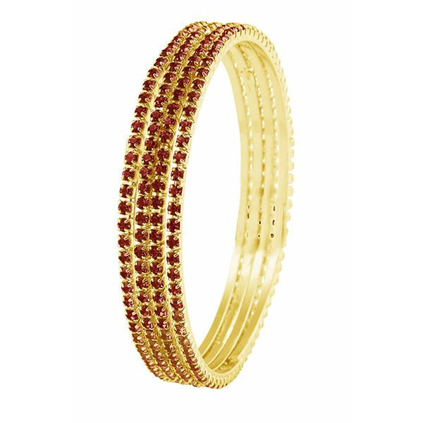 Kriaa Maroon Austrian Stone Bangle Set - 1401617_2.6