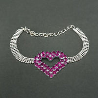 Urthn Purple Austrian Stone Heart Shaped Silver Plated Bracelet