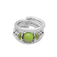 Urthn Rhodium Plated Green Bead Adjustable Kada - 1402010D