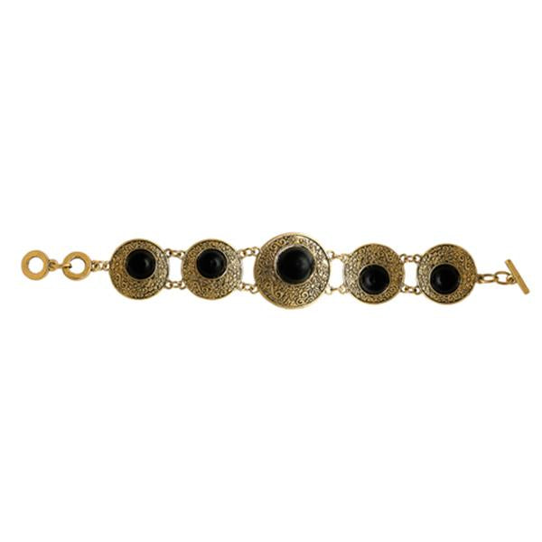 Beadside Black Beads Gold Plated Bracelet - 1402012B