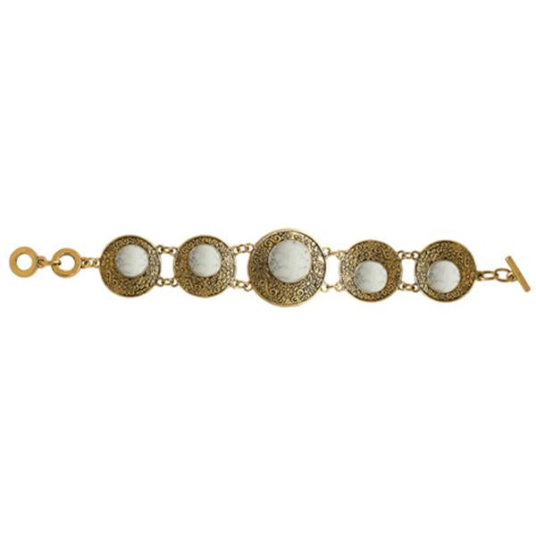 Beadside White Beads Gold Plated Bracelet - 1402012C