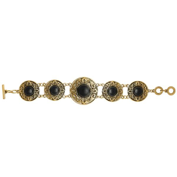 Beadside Black Beads Gold Plated Bracelet - 1402013A