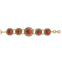 Beadside Red Beads Gold Plated Bracelet - 1402013B