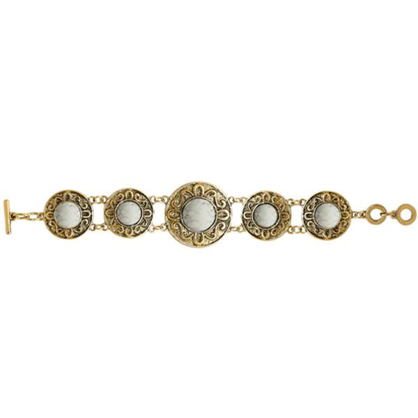 Beadside White Beads Gold Plated Bracelet - 1402013C