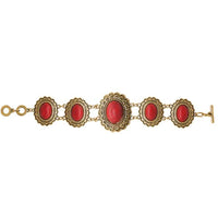 Beadside Red Beads Gold Plated Bracelet - 1402014B