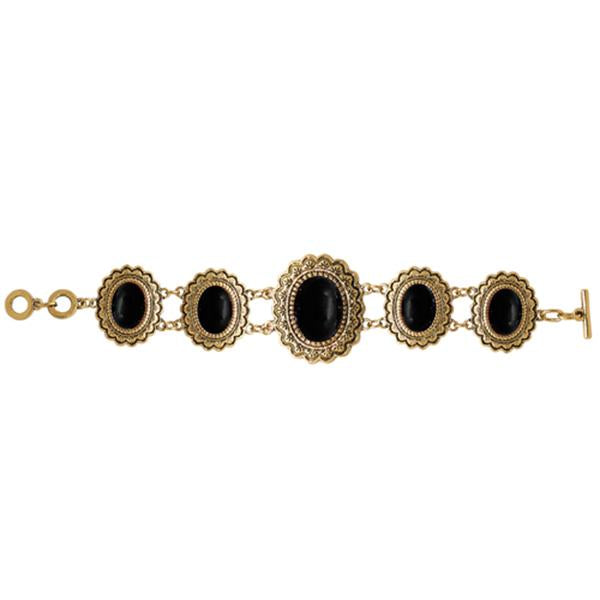Beadside Black Beads Gold Plated Bracelet - 1402014C