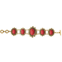 Beadside Red Beads Gold Plated Bracelet - 1402015A
