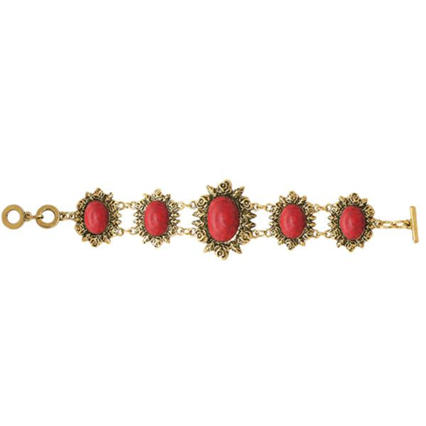 Beadside Red Beads Gold Plated Bracelet - 1402015A