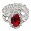 Urthn Silver Plated Red Austrian Stone Adjustable Kada - 1402114B