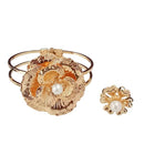 Urthn White Pearl Gold Plated Floral Openable With Ring - 1402125D