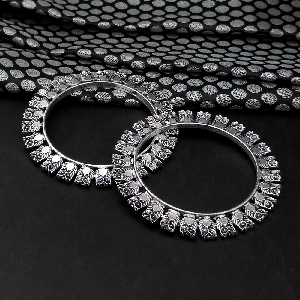 Urthn Oxidised Plated Owl Design Bangles Set