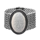 Urthn Oxidised Turquoise Texture Stone Magnetic Bracelet - 1402402B