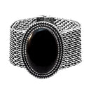 Urthn Oxidised Black Stone Magnetic Bracelet - 1402402D