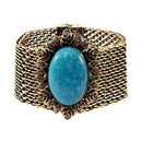 Urthn Antique Gold Blue Turquoise Texture Stone Magnetic Bracelet - 1402410C