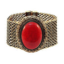 Urthn Antique Gold Red Turquoise Texture Stone Magnetic Bracelet - 1402411A