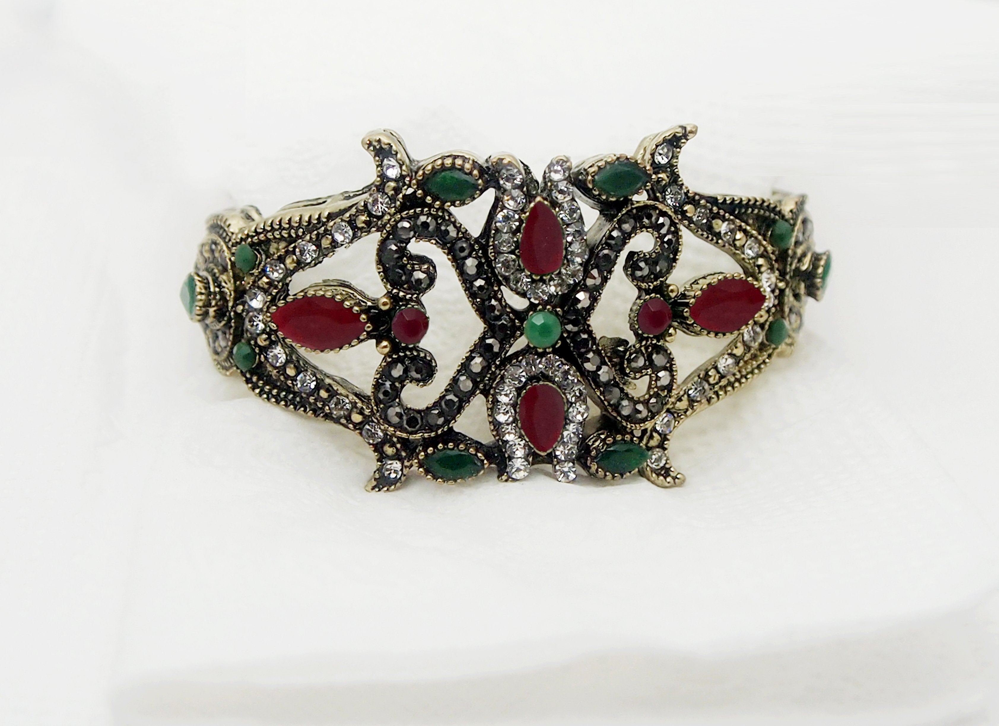 Urthn Antique Gold Plated Austrian Stone Bangle Set - 1402501A