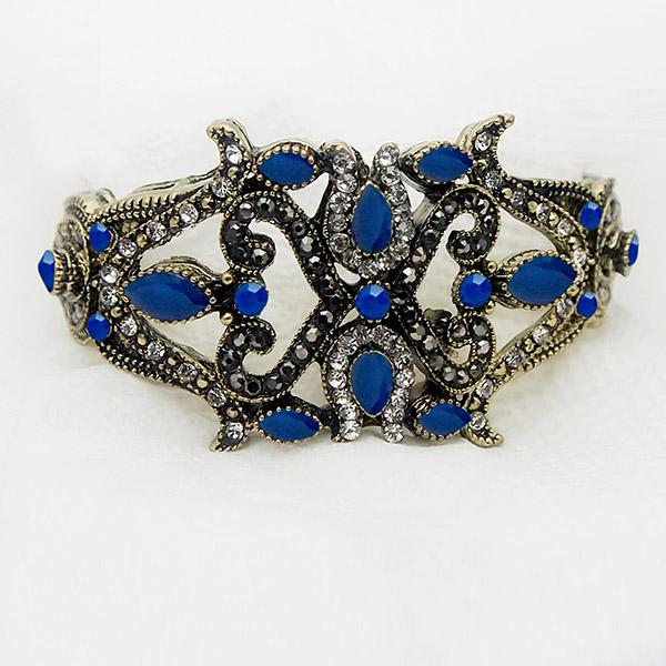 Urthn Antique Gold Plated Blue Austrian Stone Kada - 1402501C