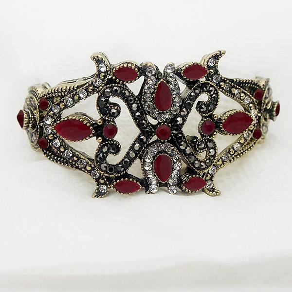 Urthn Antique Gold Plated Maroon Austrian Stone Kada - 1402501D