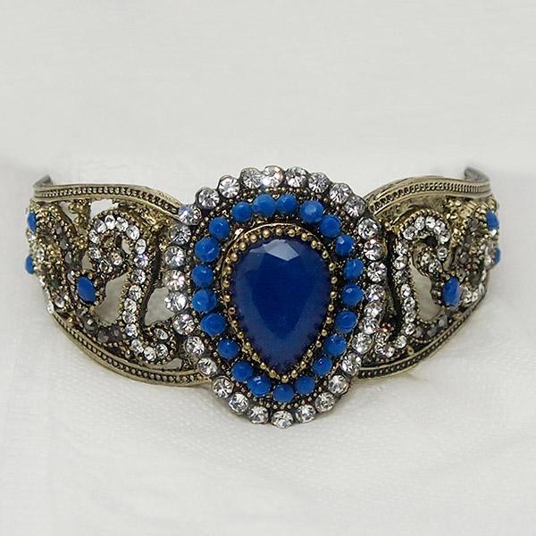 Urthn Blue Austrian Stone Antique Gold Plated Kada - 1402502C