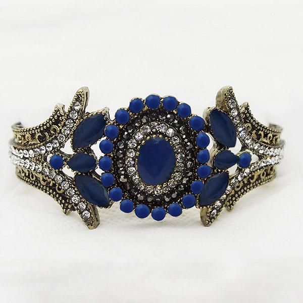 Kriaa Gold Plated Blue Stone Adjustable Kada - 1402504C