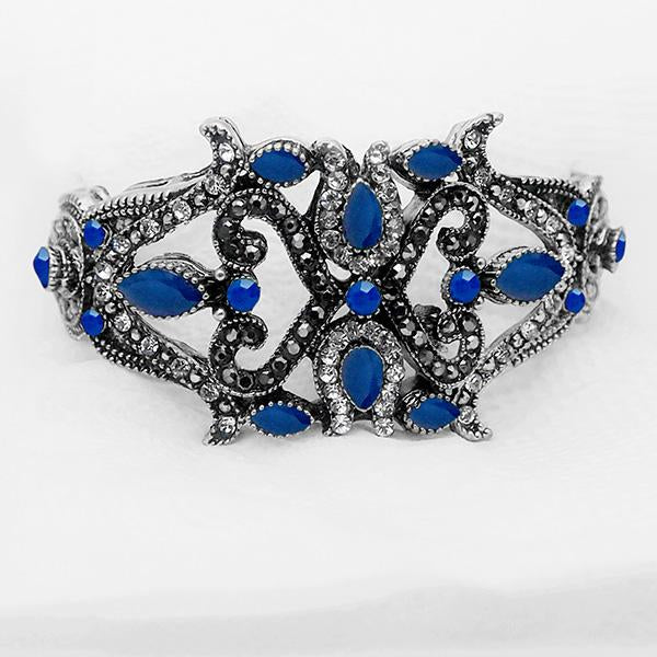 Urthn Blue Stone Rhodium Plated Kada - 1402506C