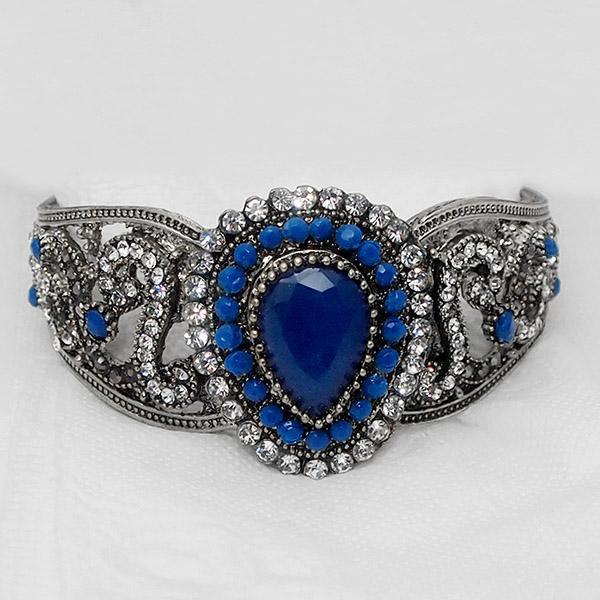 Urthn Blue Stone Rhodium Plated Kada - 1402509C